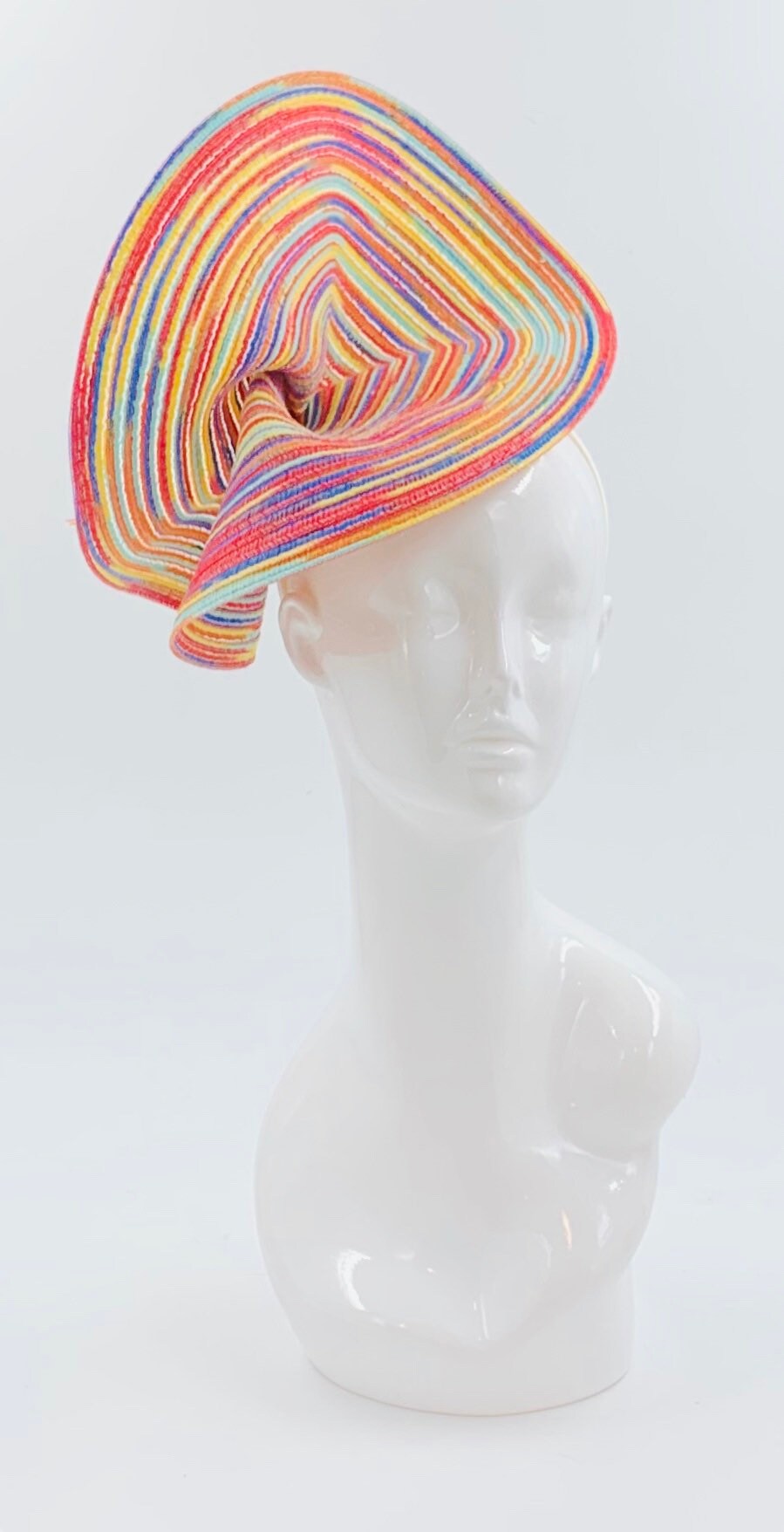 Derby Fascinator, Chic Kentucky Derby Hat Alternative, rainbow of colors fascinator (GOLD LINE)