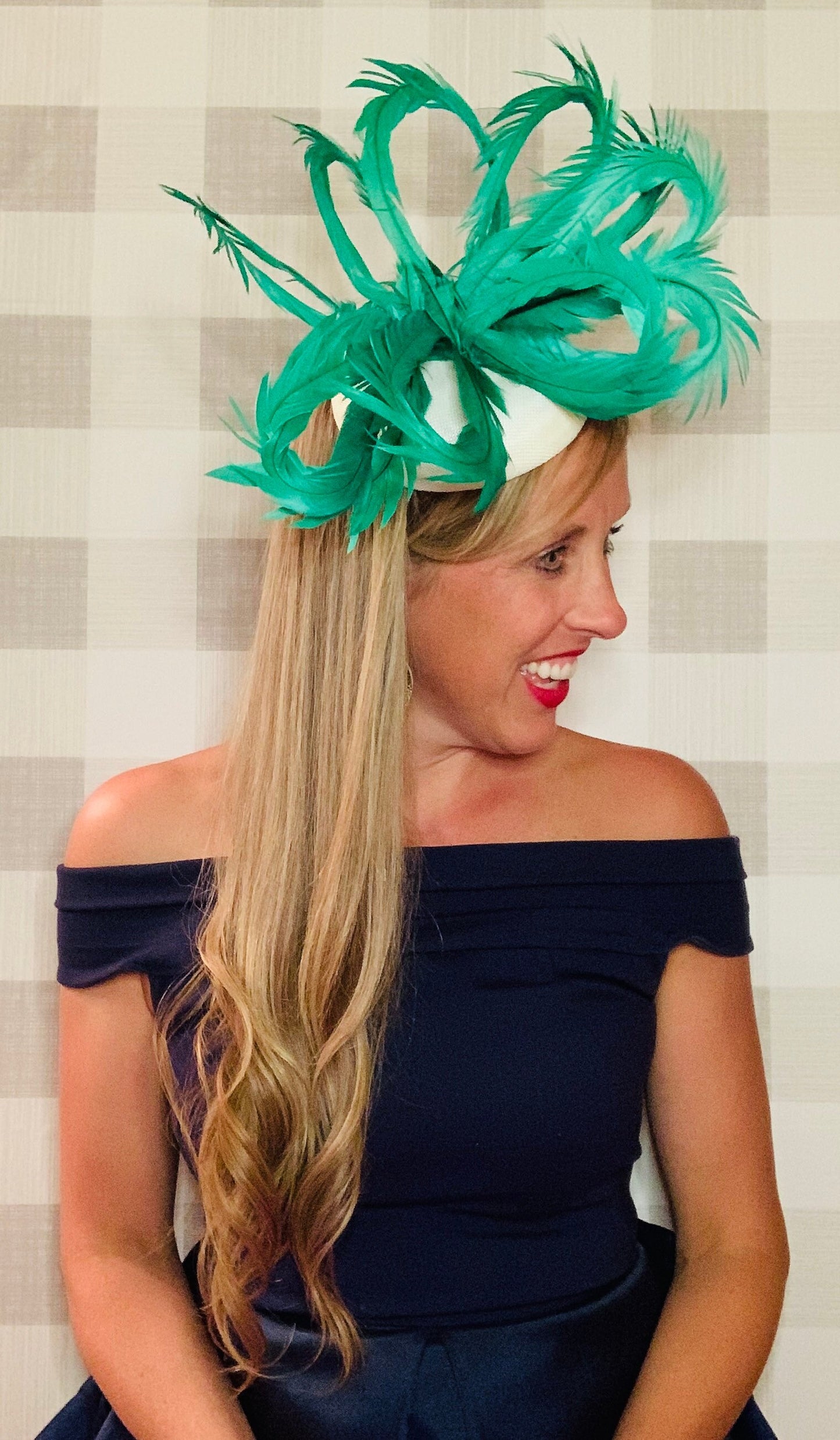 Kentucky derby hat, fascinator, floral headpiece, derby hat alternative, white and green fascinator, (GOLD LINE)