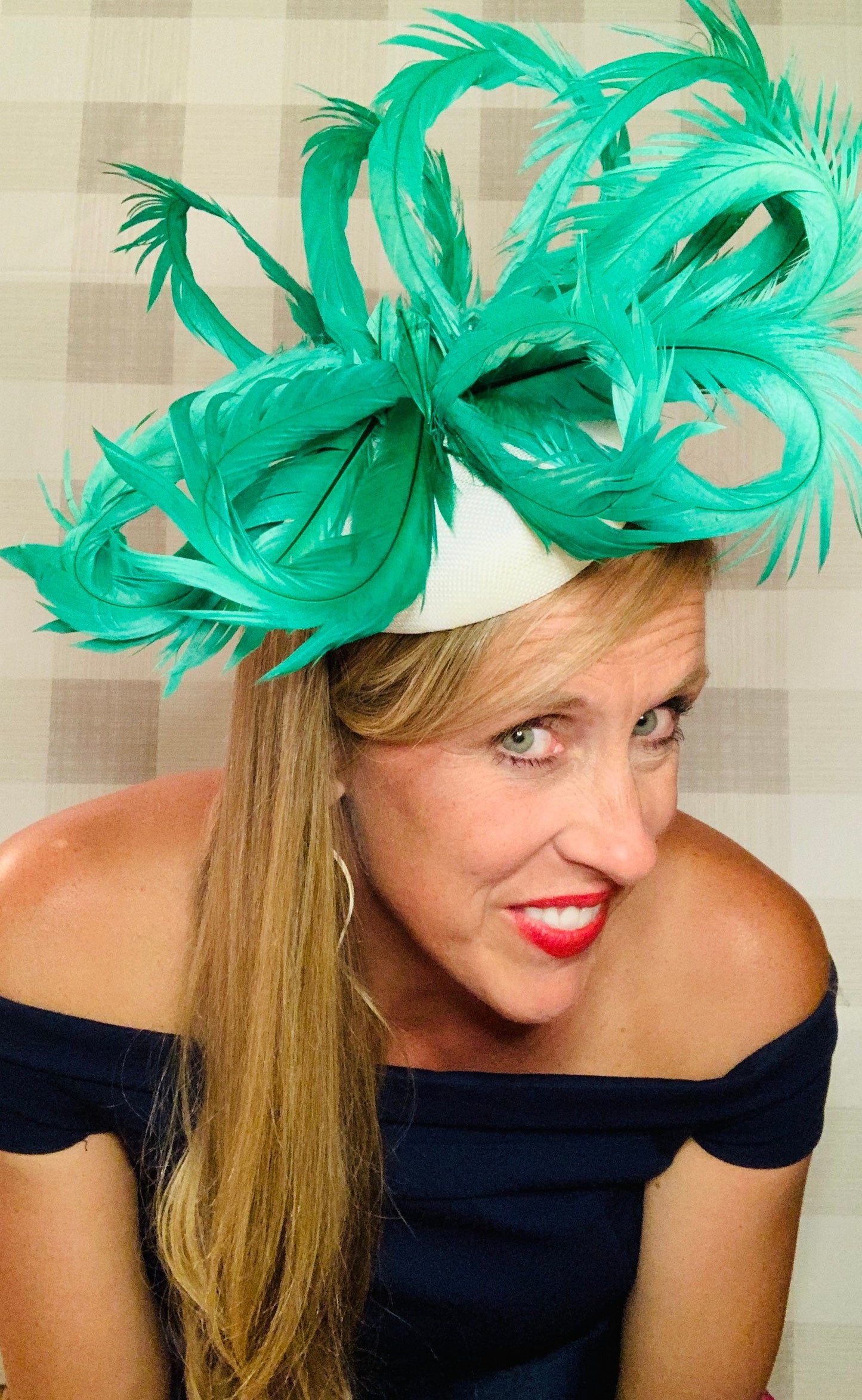 Kentucky derby hat, fascinator, floral headpiece, derby hat alternative, white and green fascinator, (GOLD LINE)