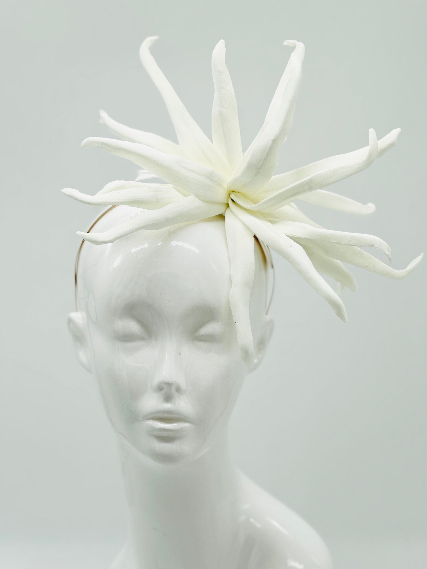 All white Kentucky Derby Floral Feather Fascinator, Derby Hat Alternative (SILVER LINE)