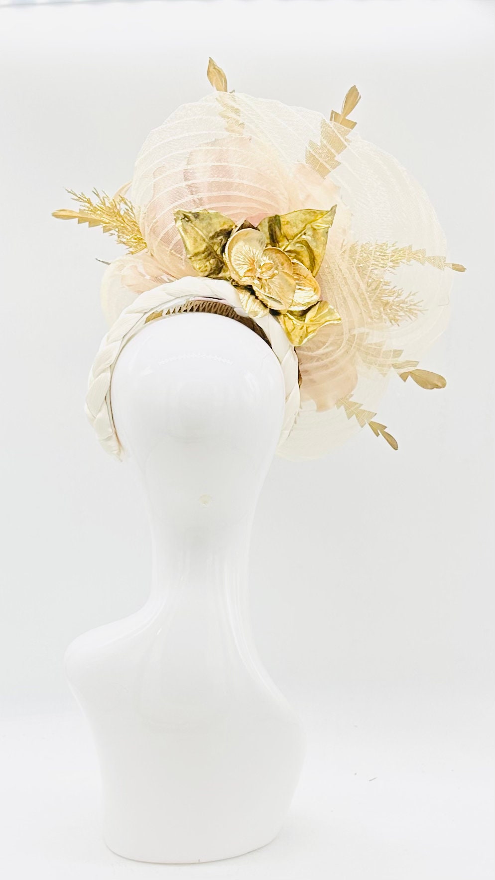 Dusty rose, ivory, gold Kentucky Derby Fascinator, headpiece, derby hat Kentucky Derby Hat Alternative, Floral Fascinator, (PLATINUM LINE)