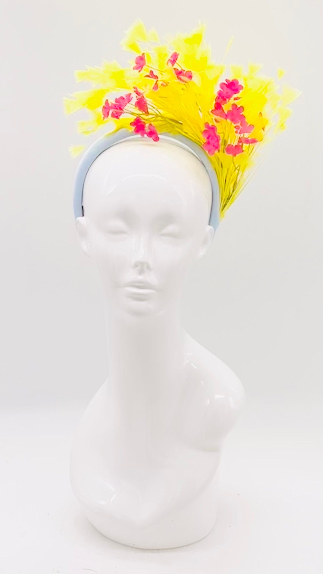 Yellow blue and pink Kentucky Derby Fascinator, Oaks, Thurby, headpiece, derby hat Kentucky Derby Hat Alternative (SILVER LINE)