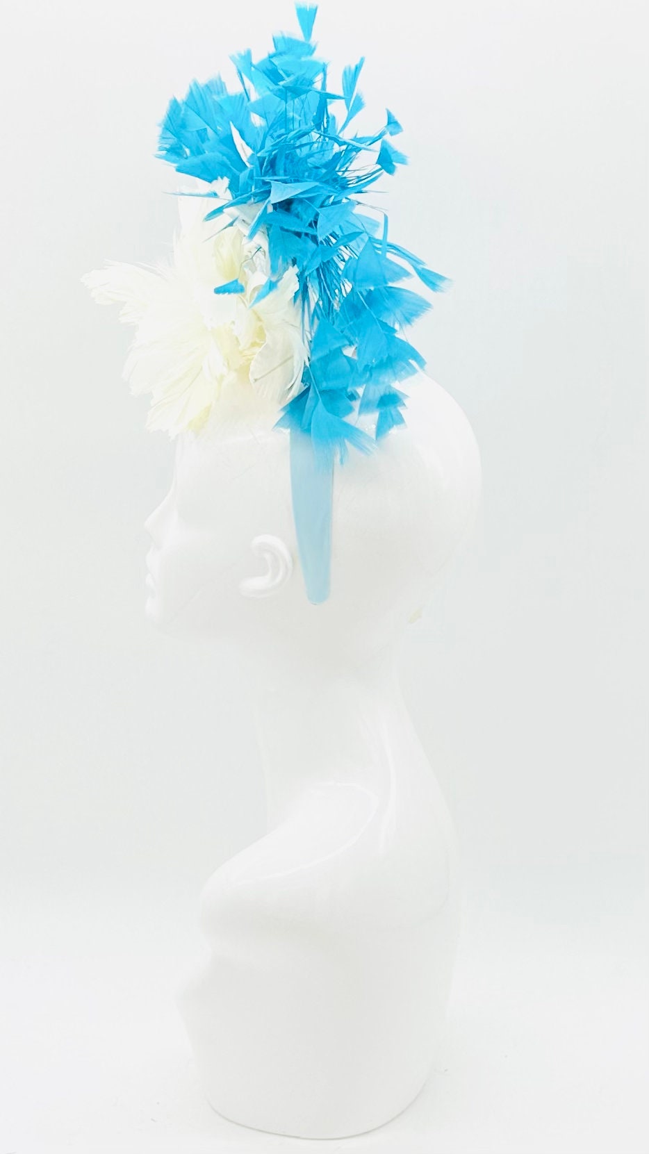 Blue, white and gold Kentucky Derby Fascinator, headpiece, derby hat Kentucky Derby Hat Alternative, Floral Fascinator (GOLD LINE)