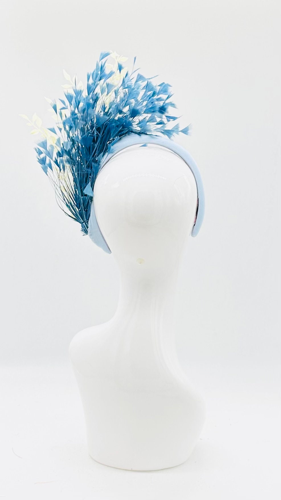 Blue on blue, navy Kentucky Derby Fascinator, hat Kentucky Derby Hat Alternative, Floral Fascinator (GOLD LINE)