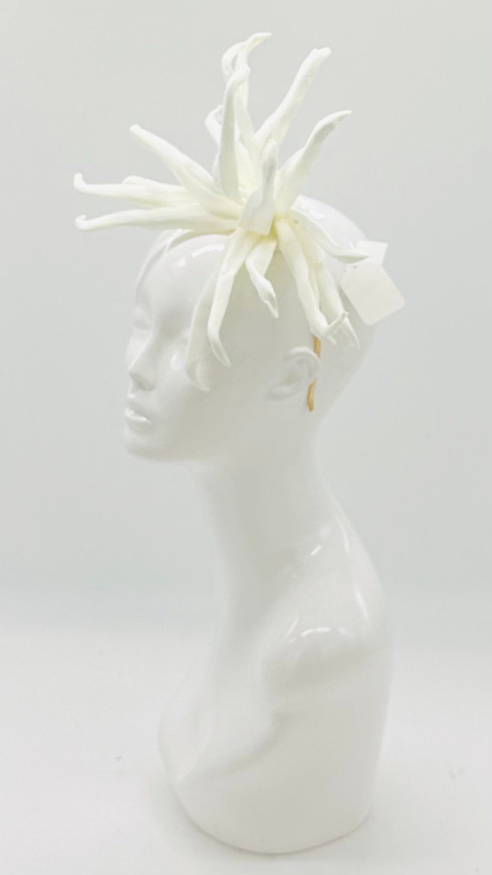 All white Kentucky Derby Floral Feather Fascinator, Derby Hat Alternative (SILVER LINE)