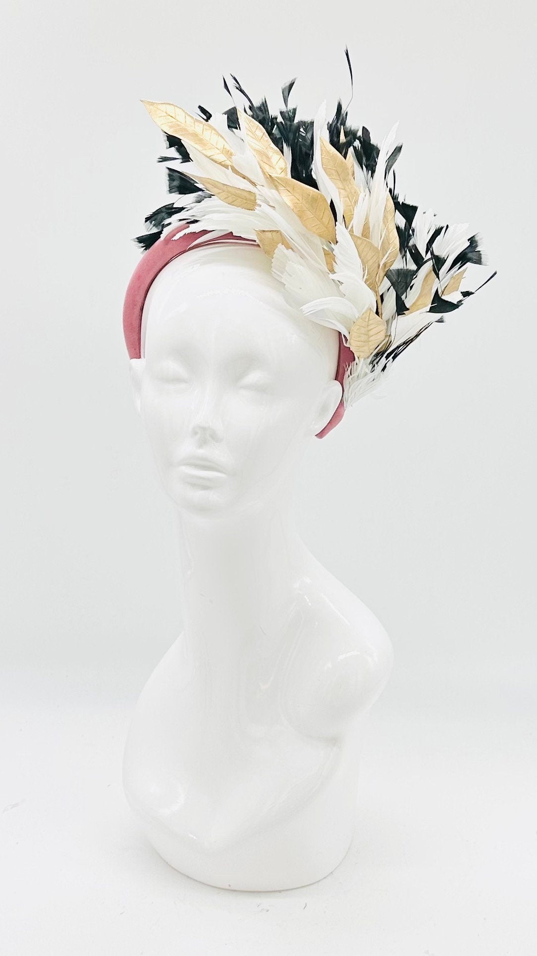 Cream, mauve and gold Kentucky Derby Fascinator, Oaks, Thurby, headpiece, derby hat Kentucky Derby Hat Alternative, (GOLD LINE)