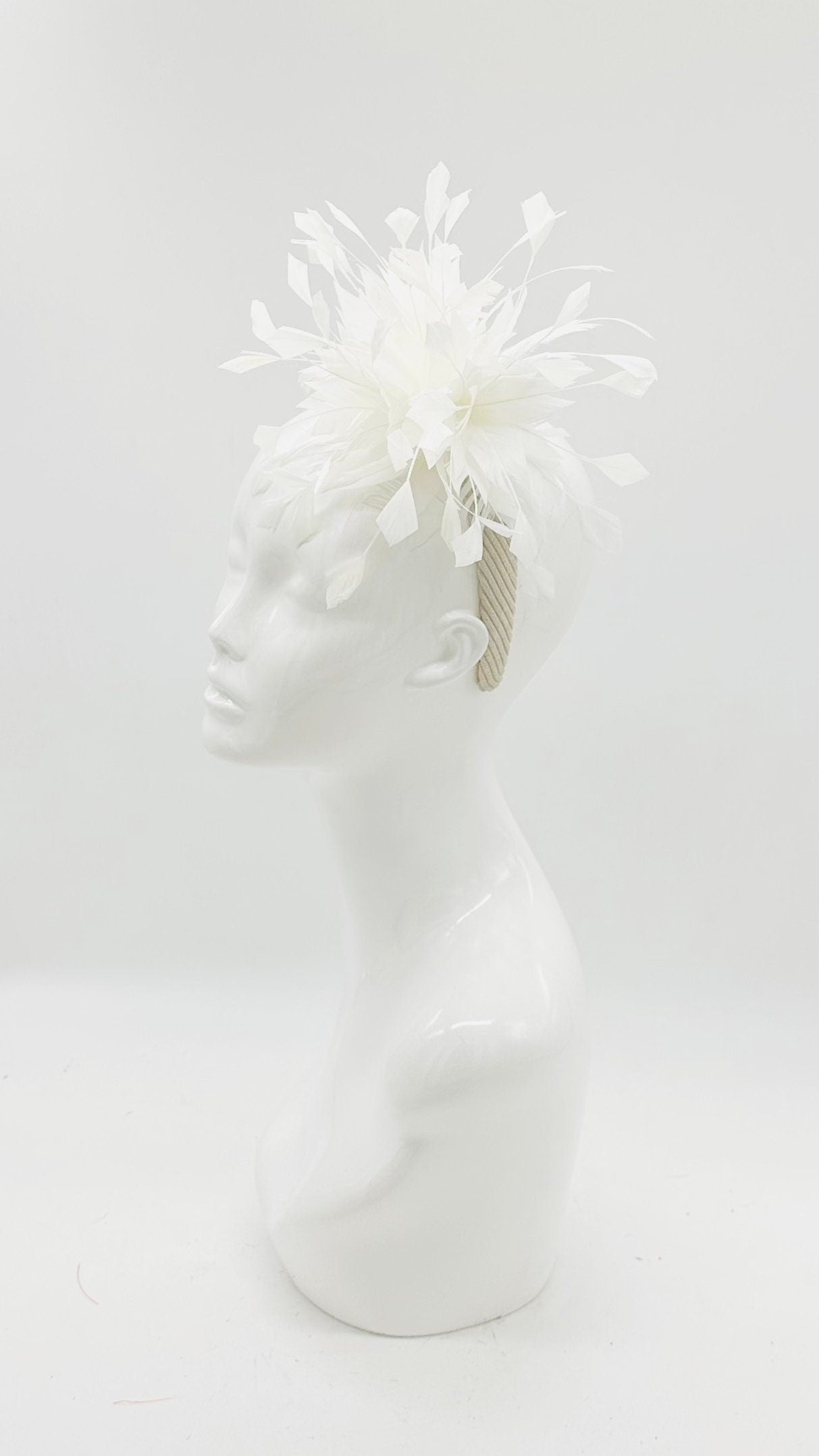 White feather burst Kentucky Derby Fascinator, derby hat, Kentucky Derby Hat Alternative (SILVER LINE, multiple color options avail)