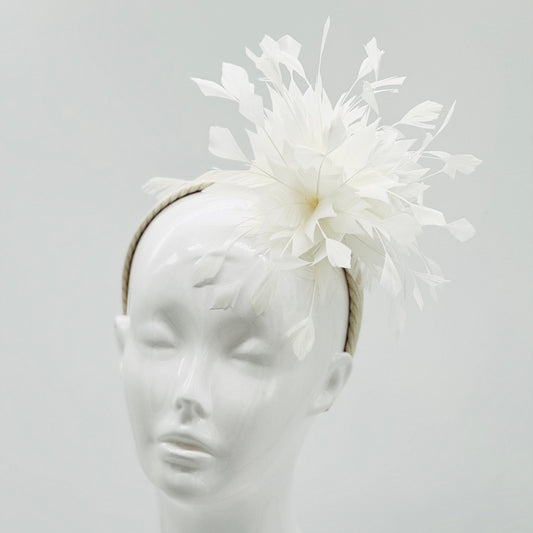 White feather burst Kentucky Derby Fascinator, derby hat, Kentucky Derby Hat Alternative (SILVER LINE, multiple color options avail)