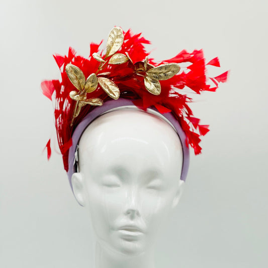 Red, purple and gold Kentucky Derby Fascinator, derby hat Kentucky Derby Hat Alternative, Floral Fascinator, (SILVER LINE)