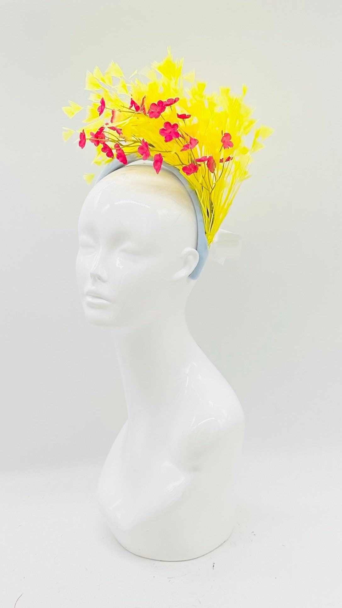 Yellow blue and pink Kentucky Derby Fascinator, Oaks, Thurby, headpiece, derby hat Kentucky Derby Hat Alternative (SILVER LINE)