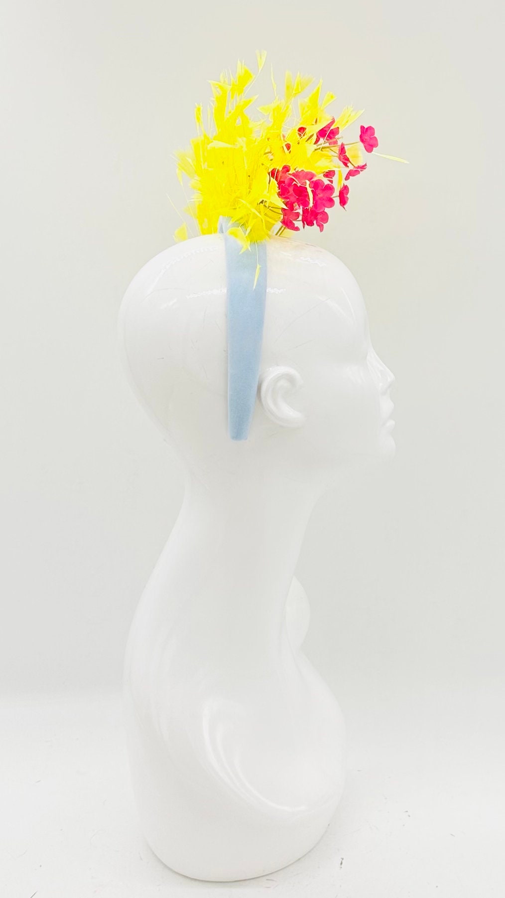 Yellow blue and pink Kentucky Derby Fascinator, Oaks, Thurby, headpiece, derby hat Kentucky Derby Hat Alternative (SILVER LINE)