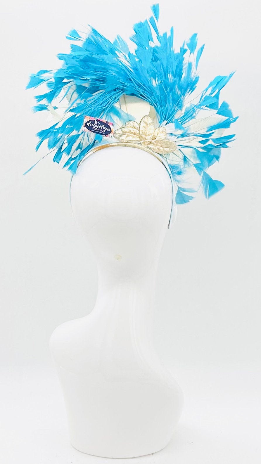 Blue, white and gold Kentucky Derby Fascinator, headpiece, derby hat Kentucky Derby Hat Alternative, Floral Fascinator (GOLD LINE)