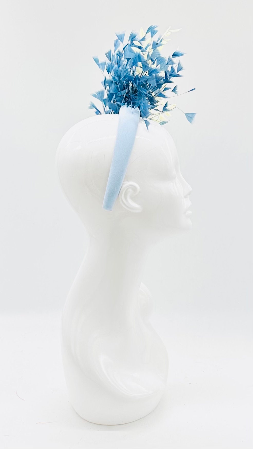 Blue on blue, navy Kentucky Derby Fascinator, hat Kentucky Derby Hat Alternative, Floral Fascinator (GOLD LINE)