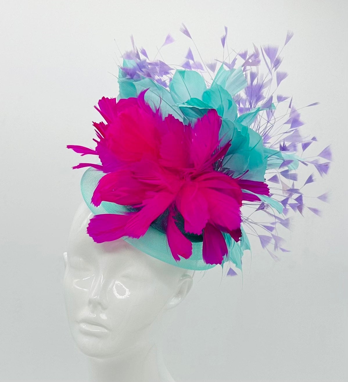 Turquoise, pink, and purple Kentucky Derby fascinator, Derby Hat Alternative (GOLD LINE)