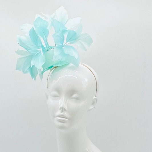 Turquoise blue feather Derby Fascinator, Kentucky Derby Hat Alternative, Kentucky derby hat (SILVER LINE, multiple color options available)