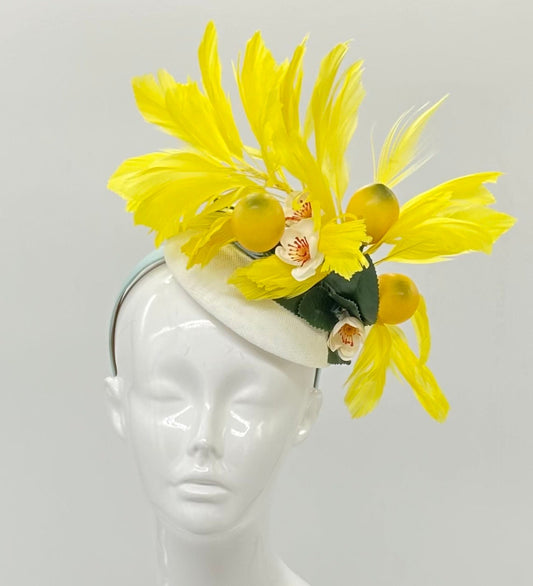 Yellow, green and lemon Derby Fascinator, Kentucky Derby Hat Alternative, Kentucky derby hat (SILVER LINE)