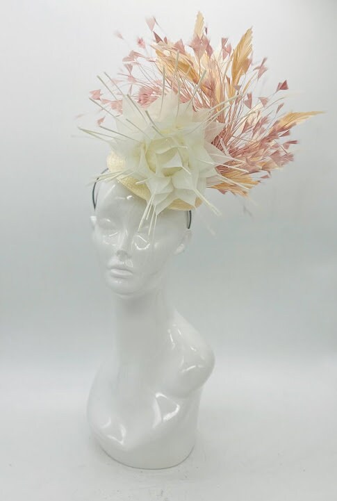 Cream, beige and blush Kentucky Derby fascinator, Derby Hat Alternative