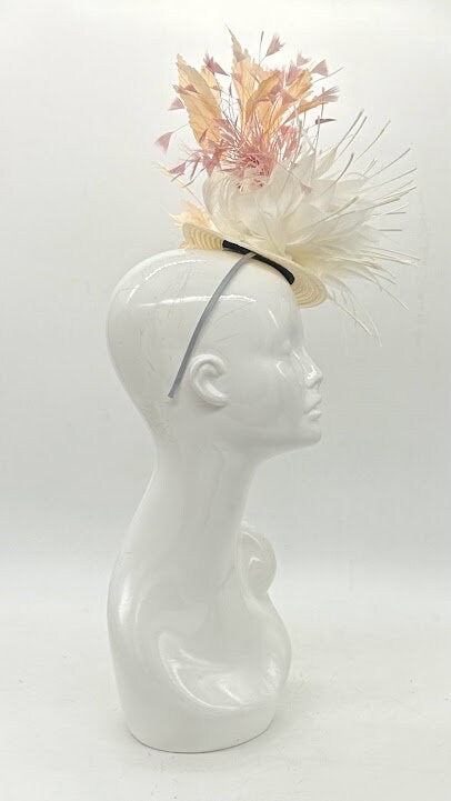 Cream, beige and blush Kentucky Derby fascinator, Derby Hat Alternative