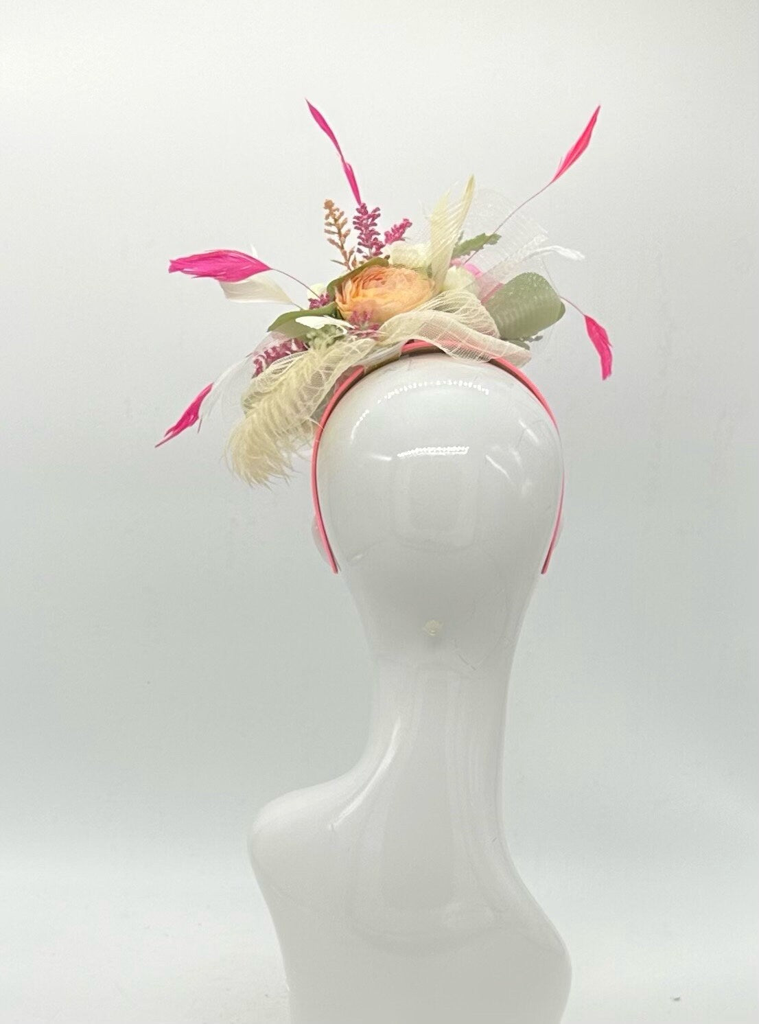 Pink and Dark Green Fascinator, Kentucky Derby Hat Alternative, Kentucky derby hat (GOLD LINE)