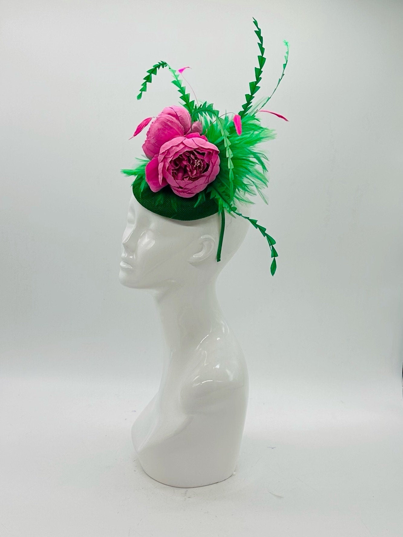 Green and Pink Derby Fascinator, Kentucky Derby Hat Alternative, Kentucky derby hat (SILVER LINE, multiple color options available)