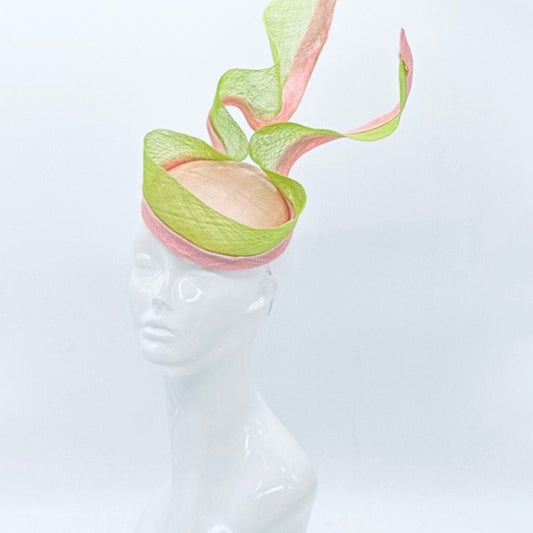 Light Green and Light Pink Kentucky Derby fascinator, Derby Hat Alternative (PLATINUM LINE)