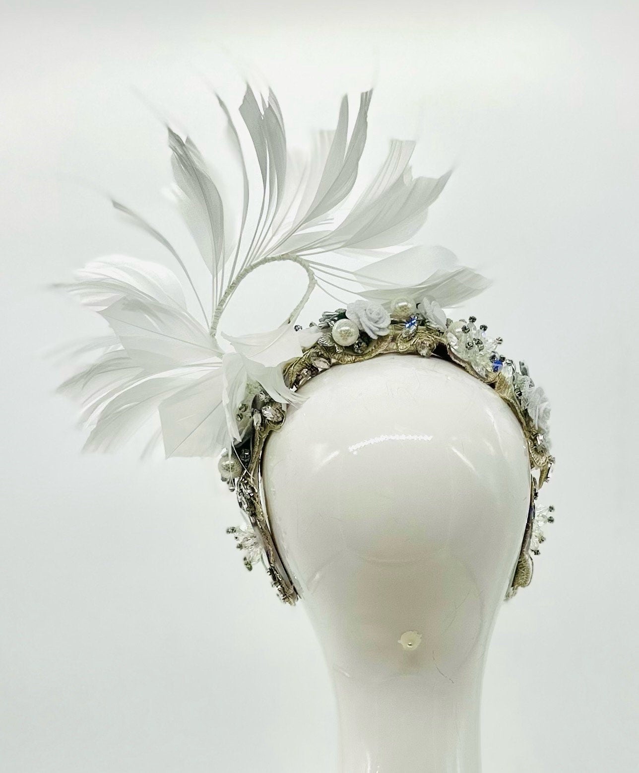 White Derby Fascinator, Kentucky Derby Hat Alternative, Kentucky derby hat (SILVER LINE multiple color options available)