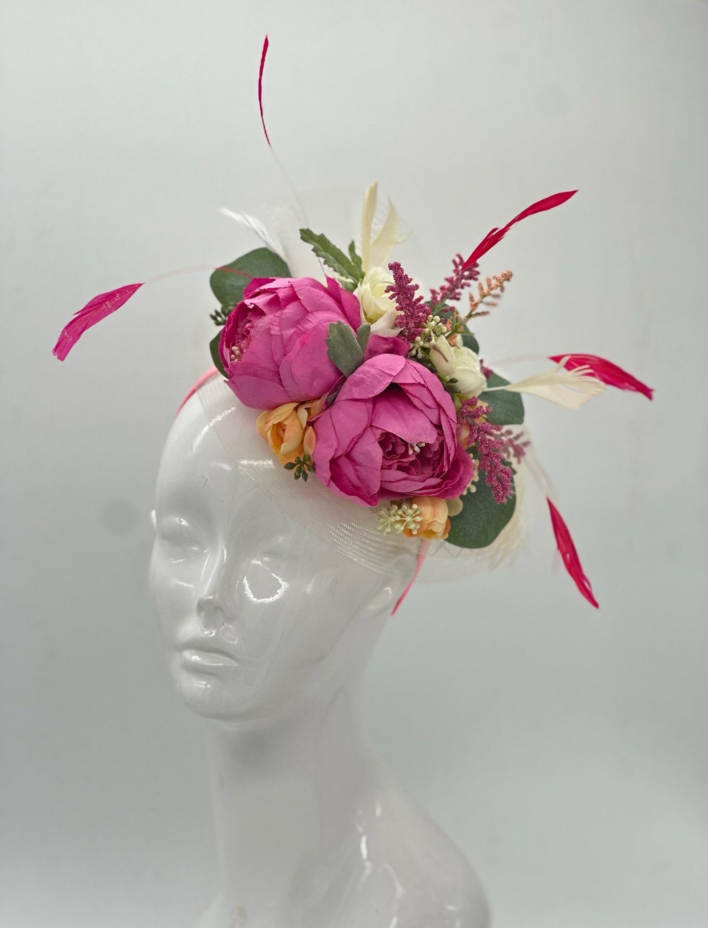 Pink and Dark Green Fascinator, Kentucky Derby Hat Alternative, Kentucky derby hat (GOLD LINE)