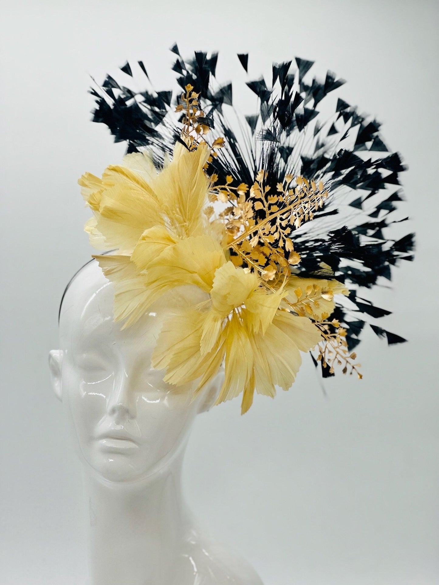 Gold and Black  Derby Fascinator, Kentucky Derby Hat Alternative, Kentucky derby hat (GOLD LINE)