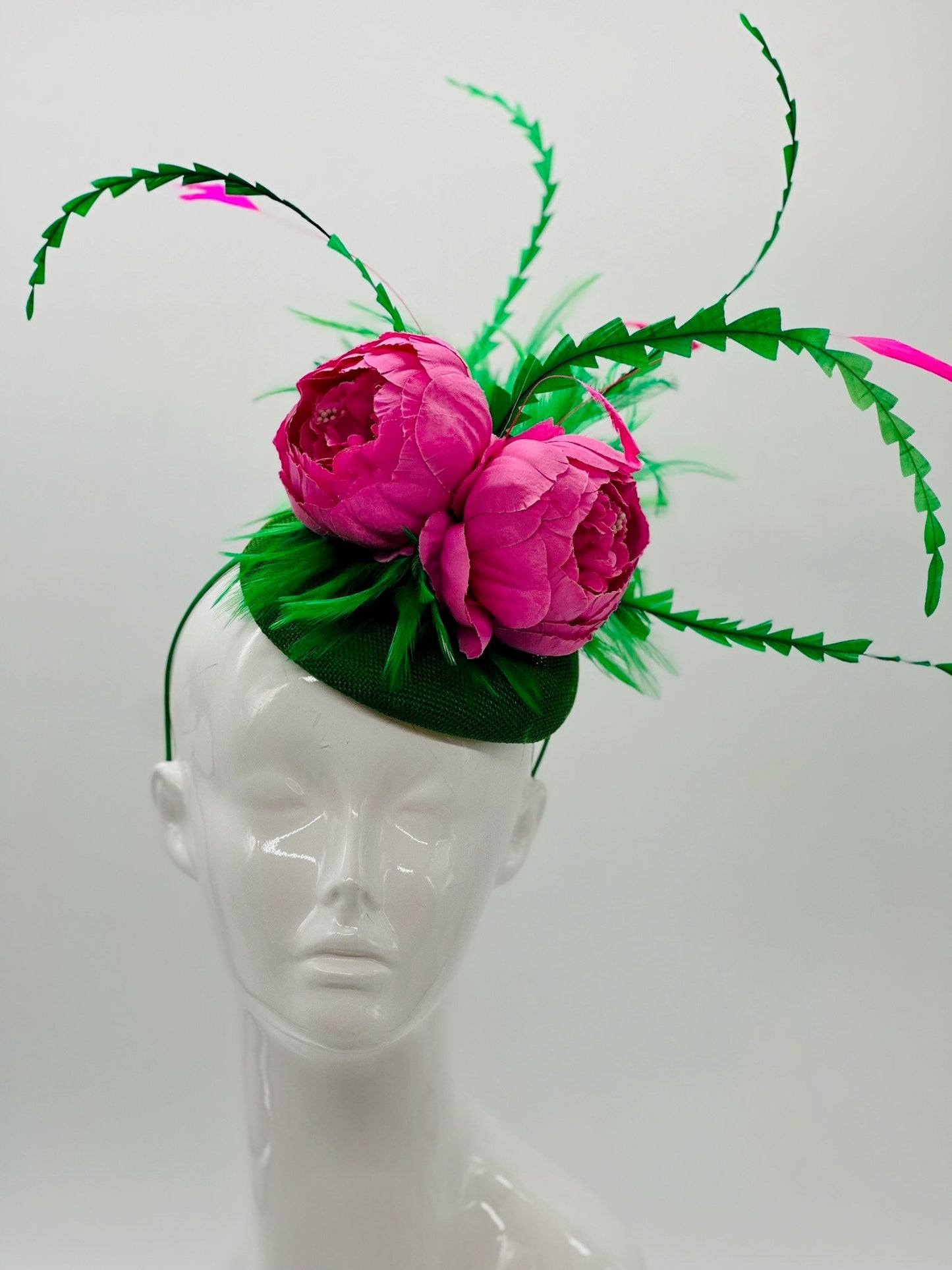 Green and Pink Derby Fascinator, Kentucky Derby Hat Alternative, Kentucky derby hat (SILVER LINE, multiple color options available)