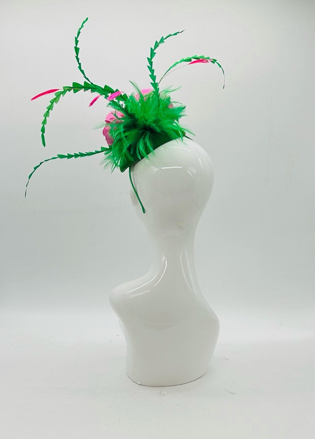 Green and Pink Derby Fascinator, Kentucky Derby Hat Alternative, Kentucky derby hat (SILVER LINE, multiple color options available)