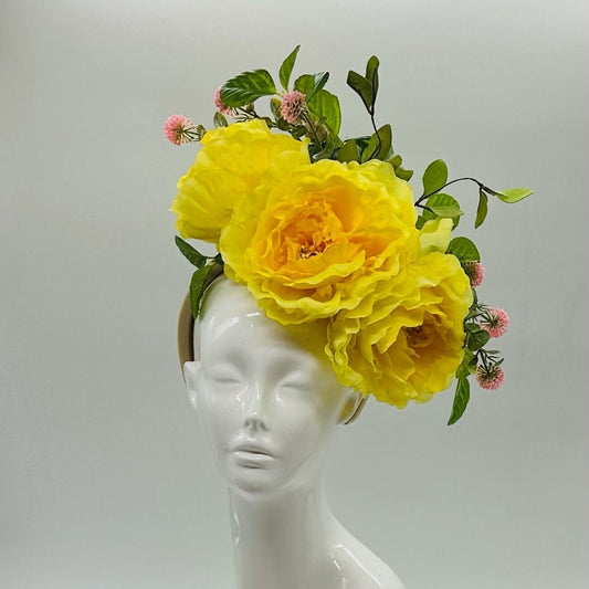 Yellow and Green Derby Fascinator, Kentucky Derby Hat Alternative, Kentucky derby hat (GOLD LINE)