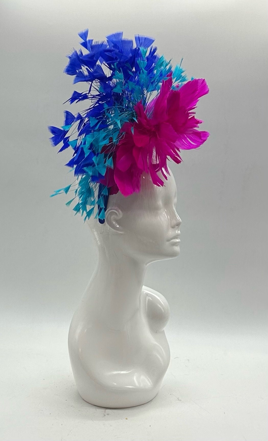 Fuchsia and Blue Derby Fascinator, Kentucky Derby Hat Alternative, Kentucky derby hat (GOLD LINE)