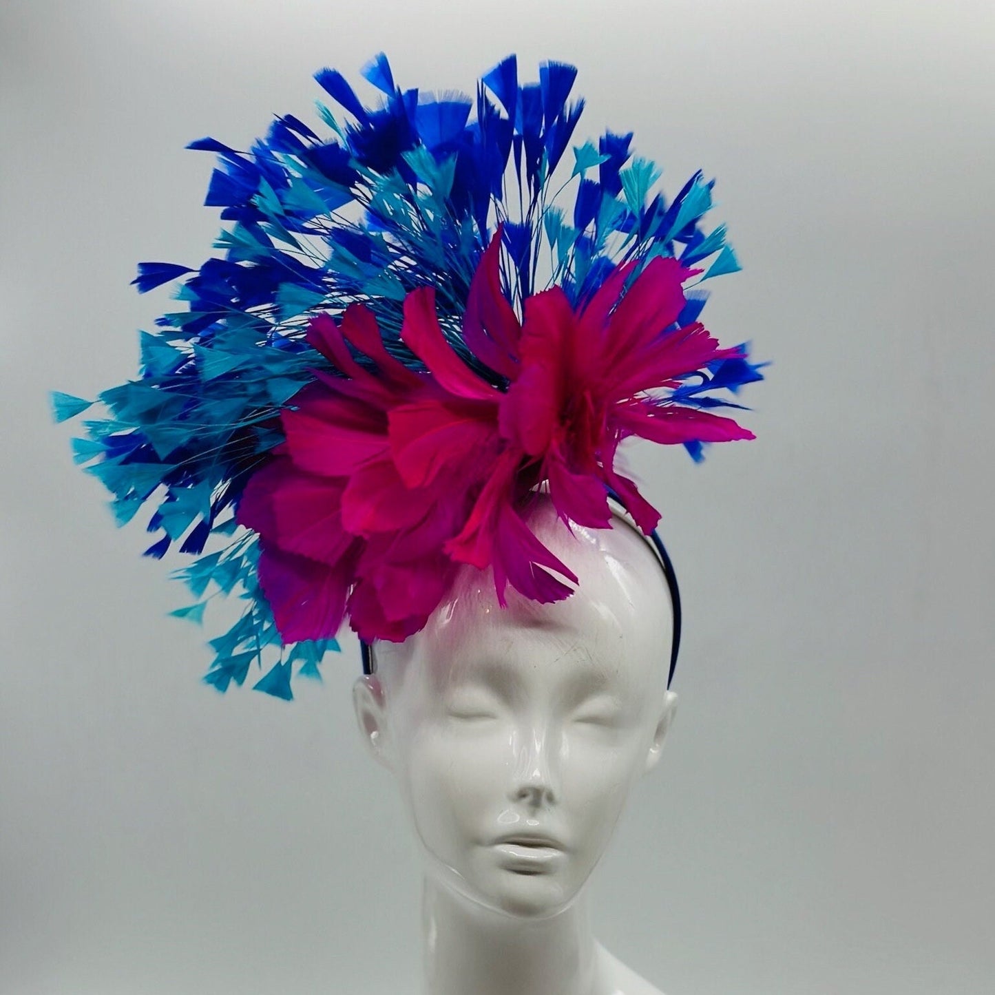 Fuchsia and Blue Derby Fascinator, Kentucky Derby Hat Alternative, Kentucky derby hat (GOLD LINE)