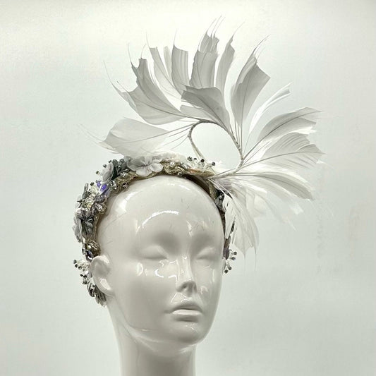 White Derby Fascinator, Kentucky Derby Hat Alternative, Kentucky derby hat (SILVER LINE multiple color options available)