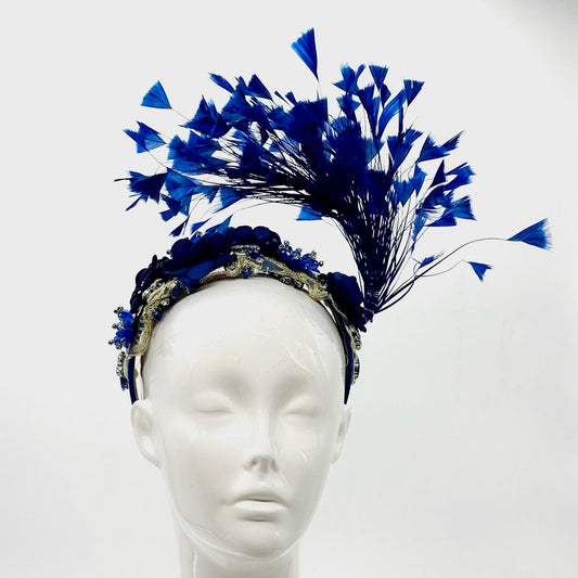 Blue  Derby Fascinator, Kentucky Derby Hat Alternative, Kentucky derby hat, (SILVER LINE, multiple color options available) )