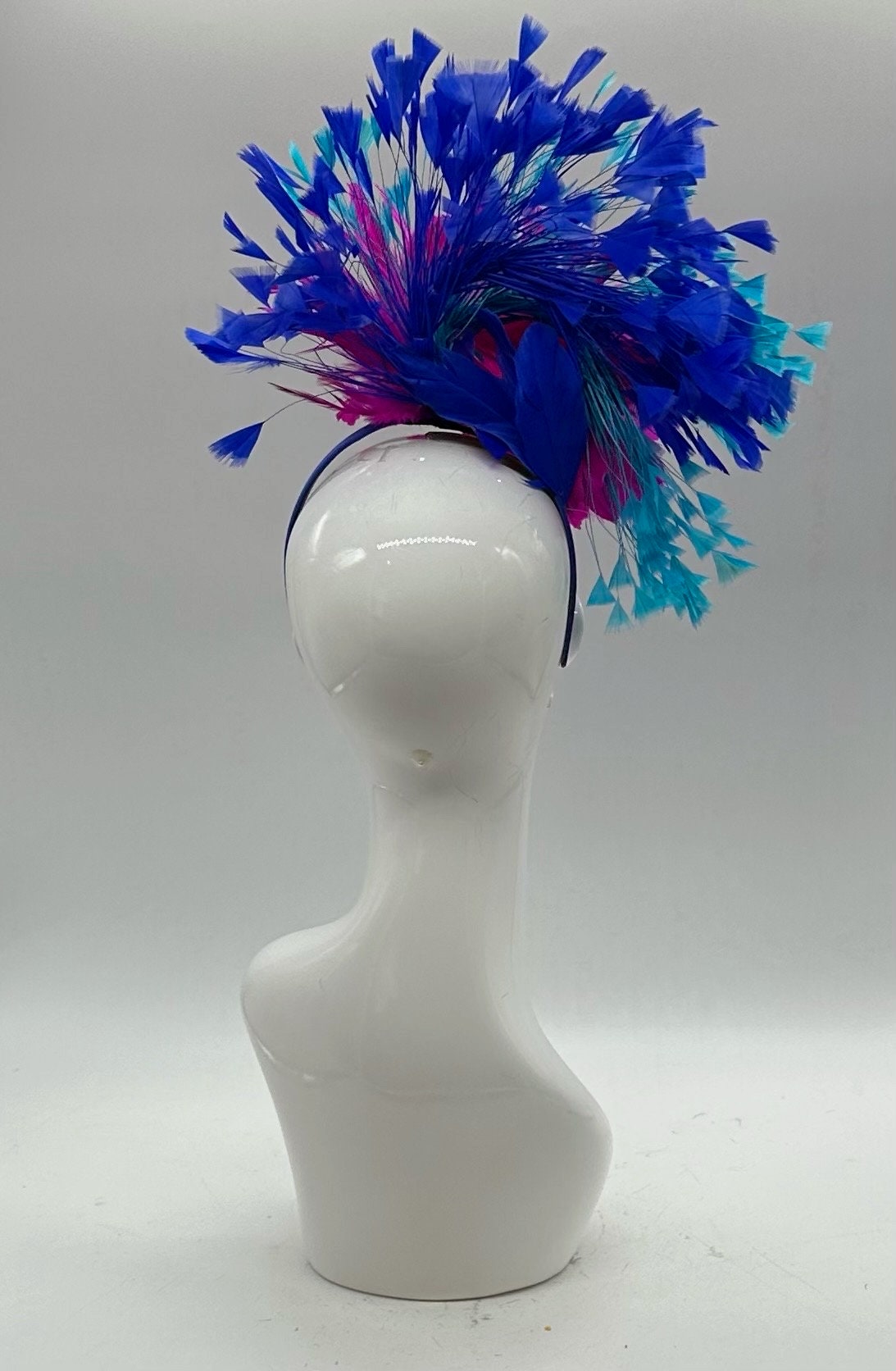 Fuchsia and Blue Derby Fascinator, Kentucky Derby Hat Alternative, Kentucky derby hat (GOLD LINE)