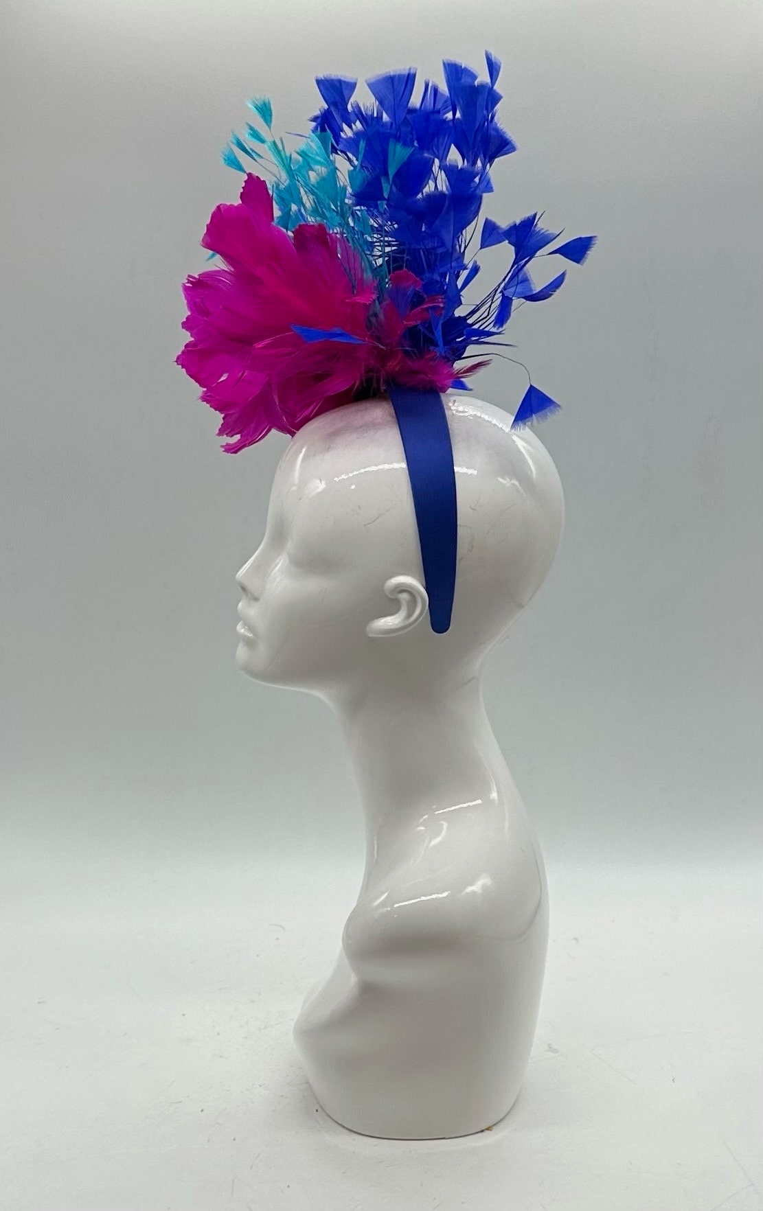 Fuchsia and Blue Derby Fascinator, Kentucky Derby Hat Alternative, Kentucky derby hat (GOLD LINE)