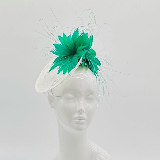 Green and White  Derby Fascinator, Kentucky Derby Hat Alternative, Kentucky derby hat (SILVER LINE, multiple color options available)