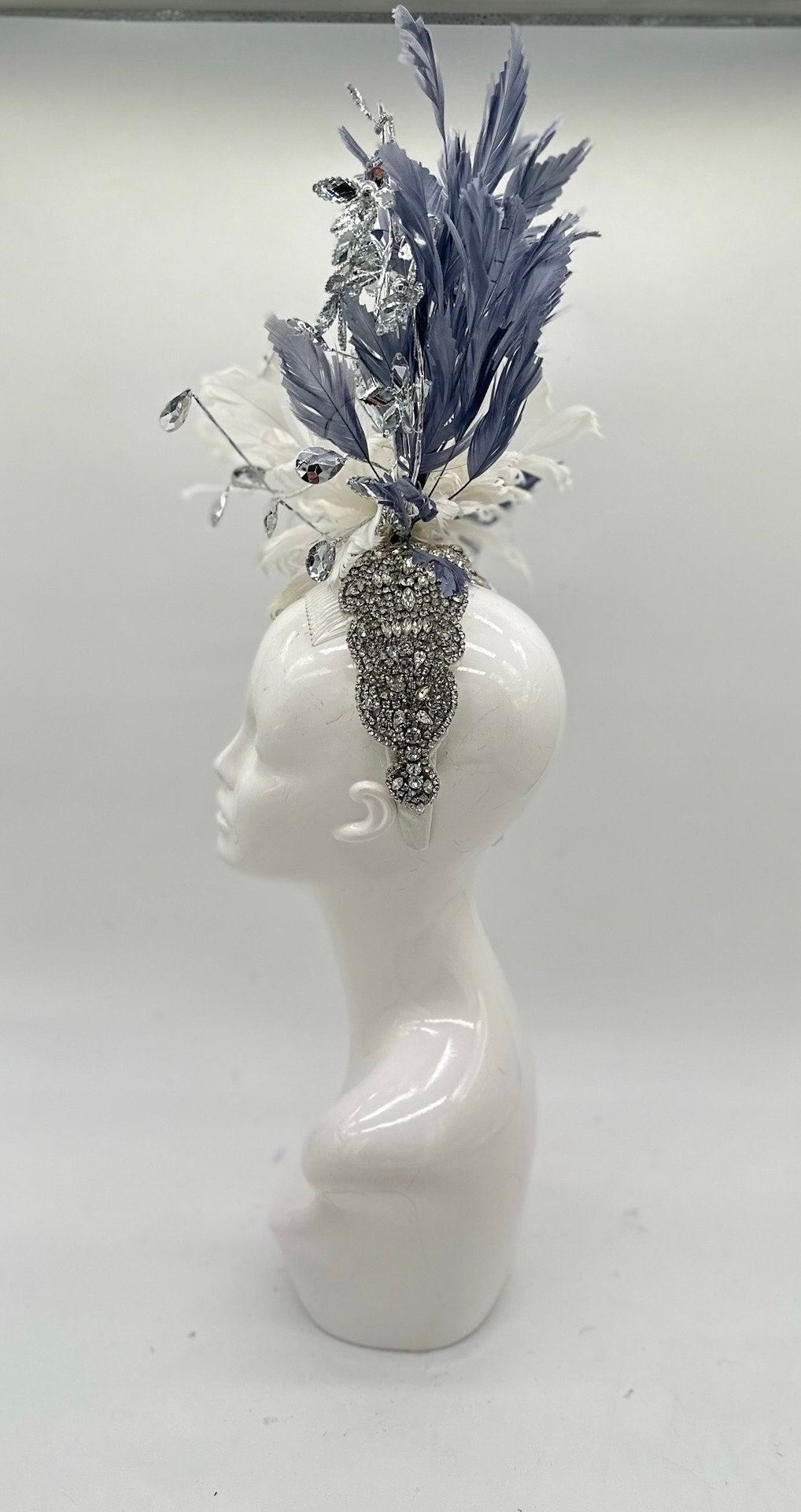 Blue, White and Silver Derby Fascinator, Kentucky Derby Hat Alternative, Kentucky derby hat, (PLATINUM LINE)