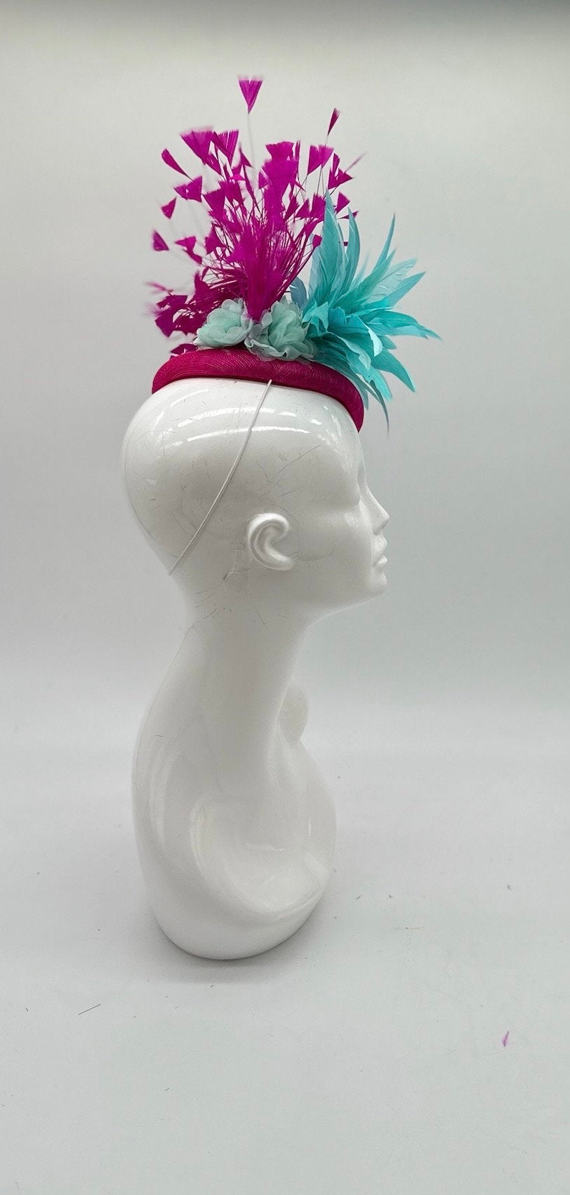 Fuchsia and Aqua Derby Fascinator, Kentucky Derby Hat Alternative, Kentucky derby hat (GOLD LINE)