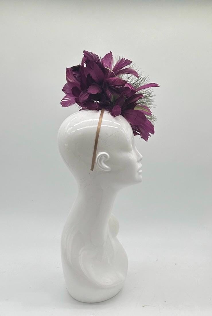 Wine and Gold Derby Fascinator, Kentucky Derby Hat Alternative, Kentucky derby hat (GOLD LINE)