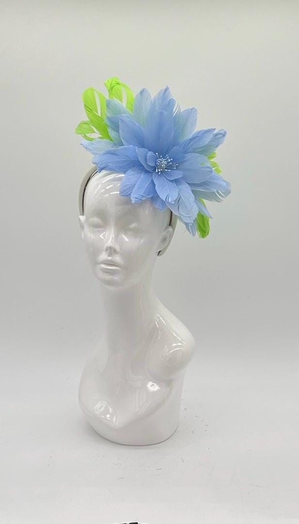 Blue and Lime Green Derby Fascinator, Kentucky Derby Hat Alternative, Kentucky derby hat (SILVER LINE, multiple color options available) )