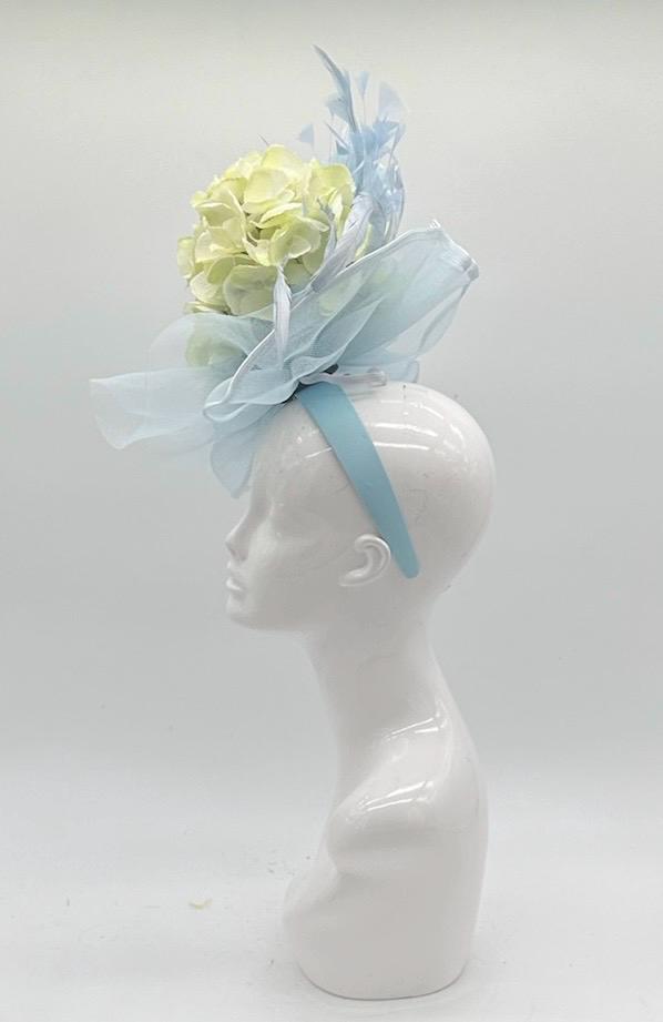 Blue and Cream Derby Fascinator, Kentucky Derby Hat Alternative, Kentucky derby hat (GOLD LINE)