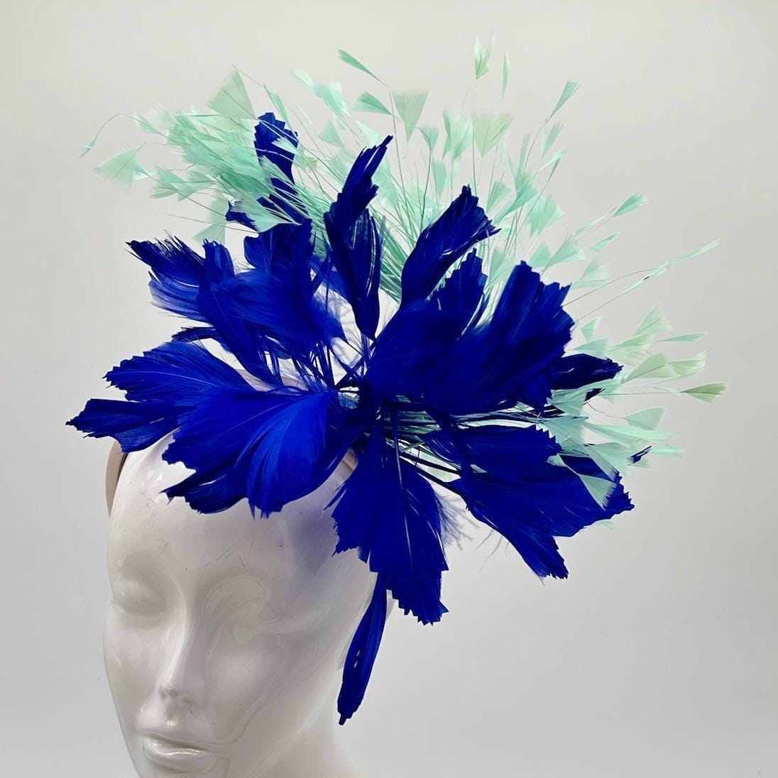 Blue and Teal Derby Fascinator, Kentucky Derby Hat Alternative, Kentucky derby hat (GOLD LINE)