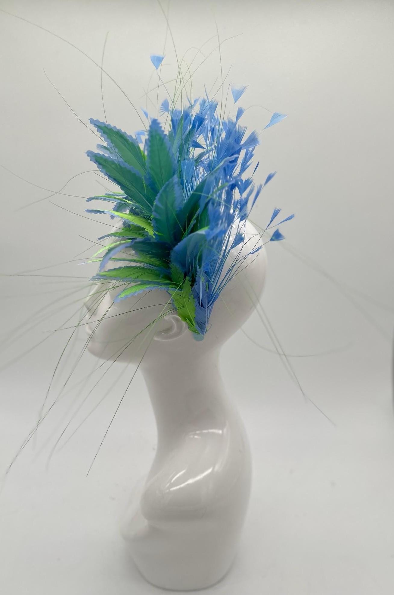 Blue and Green Derby Fascinator, Kentucky Derby Hat Alternative, Kentucky derby hat (GOLD LINE)