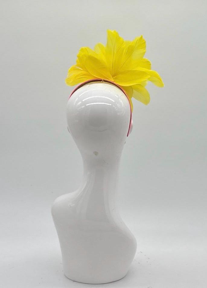 Yellow Derby Fascinator, Kentucky Derby Hat Alternative, Kentucky derby hat, (SILVER LINE)