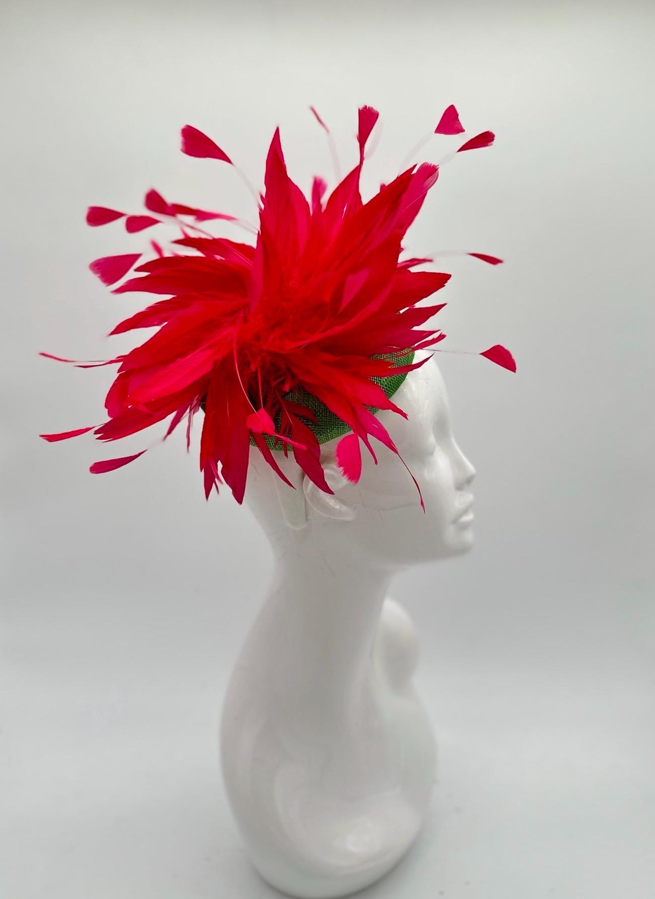 Watermelon pink and Green Derby Fascinator, Kentucky Derby Hat Alternative, Kentucky derby hat (GOLD LINE)