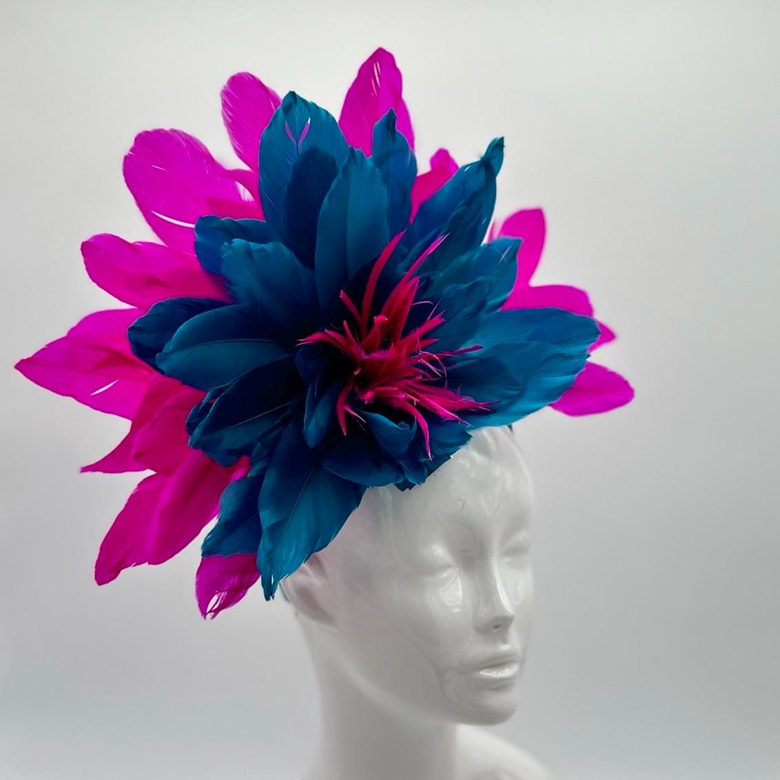 Blue and Hot Pink Derby Fascinator, Kentucky Derby Hat Alternative, Kentucky derby hat (GOLD LINE)