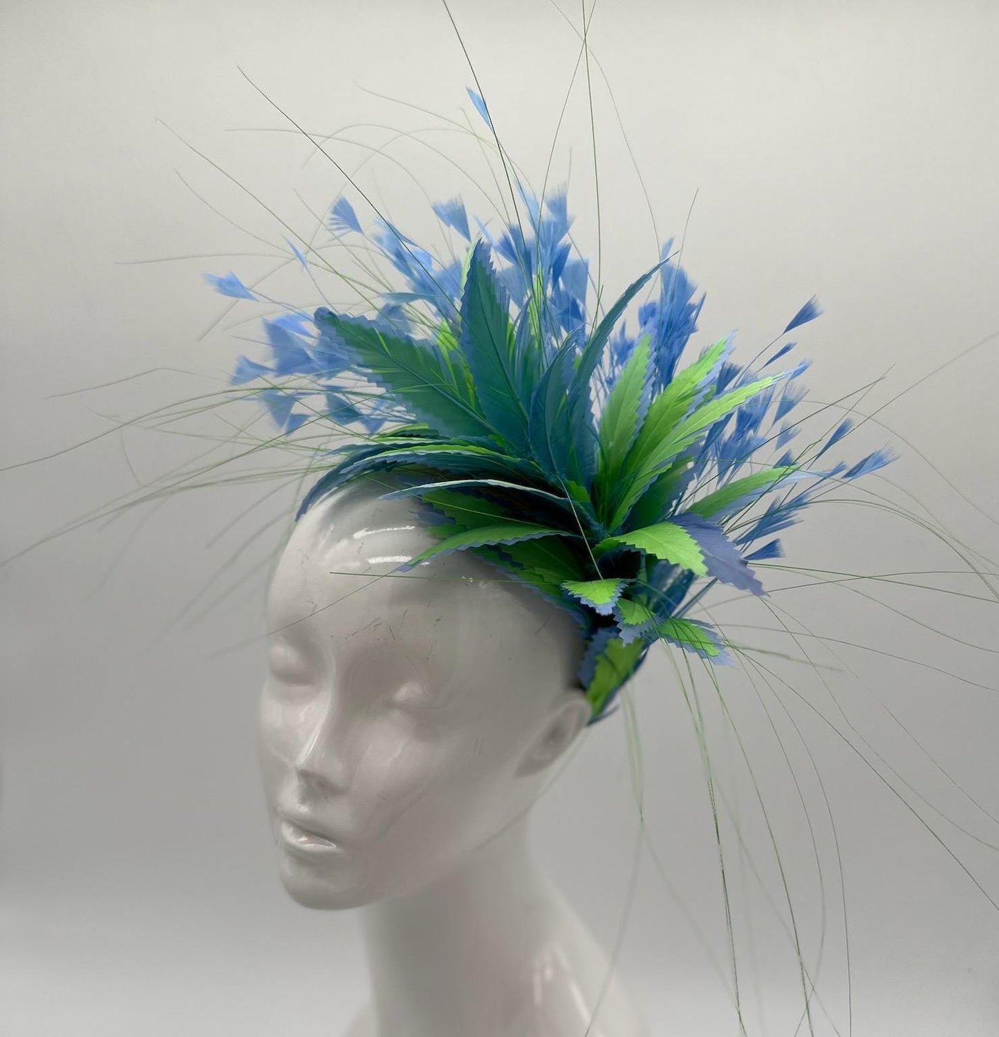 Blue and Green Derby Fascinator, Kentucky Derby Hat Alternative, Kentucky derby hat (GOLD LINE)